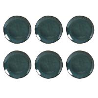 Conjunto de Pratos Rasos Porto Brasil Orgânico Oceano com 6 Peças - Azul - 1