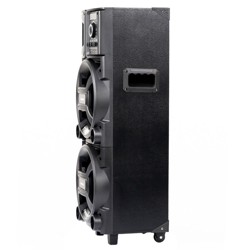 Torre de Som Amvox Duplo 8 Black ACA1101 com Luz de LED, 2 Woofers de 8", Bluetooth, Entradas UBS SD e Microfones - 1100W - 3