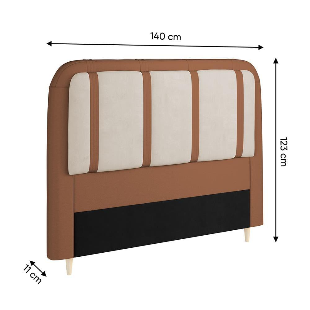 Cabeceira para Cama Box Casal Dobuê Leon com Revestimento em Veludo e Corino - 3
