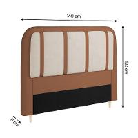 Cabeceira para Cama Box Casal Dobuê Leon com Revestimento em Veludo e Corino - 3