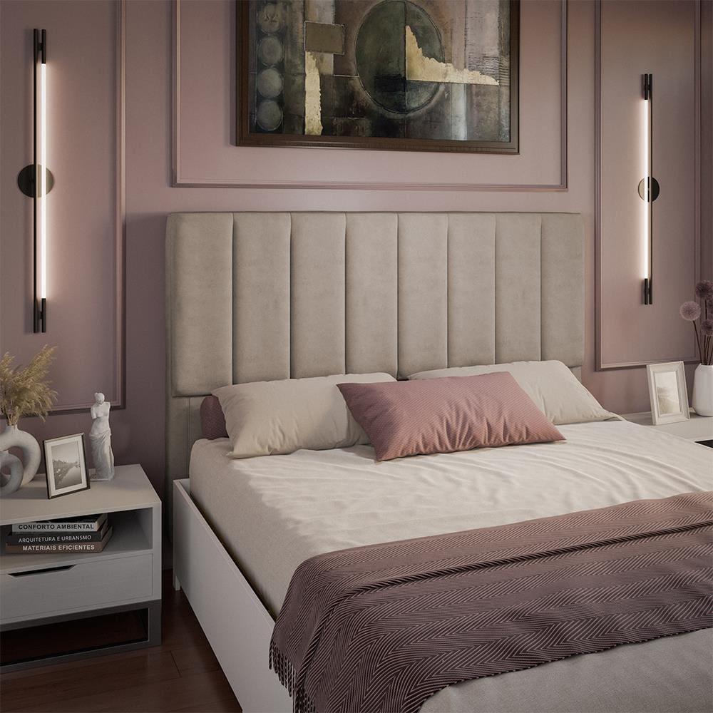 Cabeceira para Cama Box Queen Dobuê Veneza com Revestimento em Veludo - 1