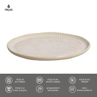 Conjunto de Pratos de Sobremesa Porto Brasil Linhas Latte com 6 peças - Bege - 5