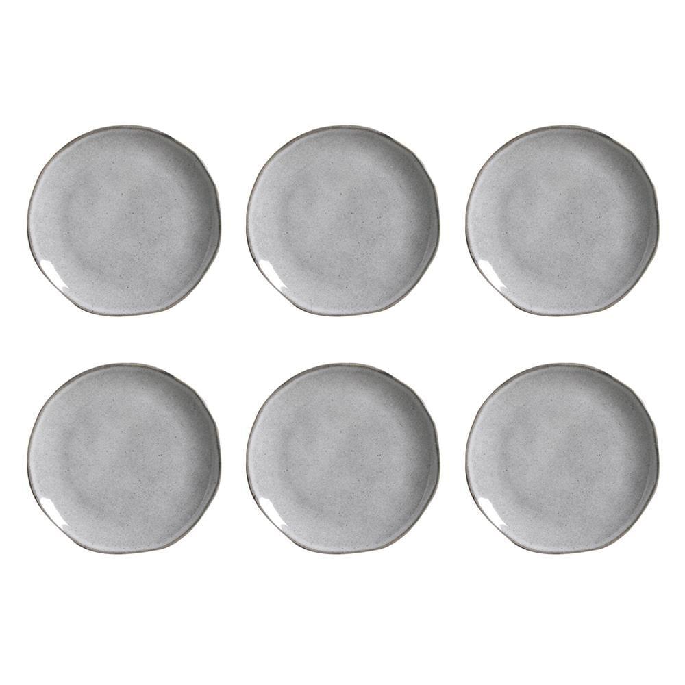 Conjunto de Pratos de Sobremesa Porto Brasil Orgânico Concreto com 6 peças - Cinza - 1