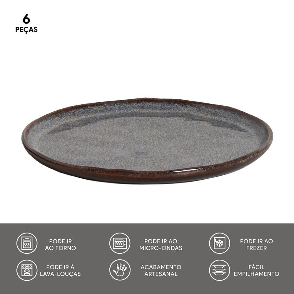 Conjunto de Pratos de Sobremesa Porto Brasil Bio Titanium com 6 peças - Azul - 6