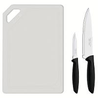 Conjunto de Facas e Tábua de Corte Tramontina Plenus em Aço Inoxidável - Preto - 3 Peças - 2