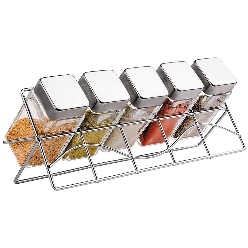 Porta Condimentos com Suporte Euro VDR0429 com 5 Peças - Transparente - 2
