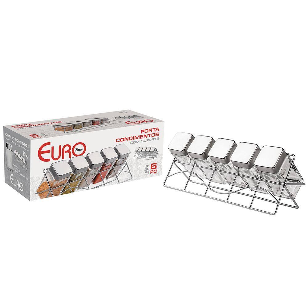 Porta Condimentos com Suporte Euro VDR0429 com 5 Peças - Transparente - 4