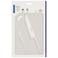 Conjunto de Facas e Tábua de Corte Tramontina Plenus em Aço Inoxidável - Off-White - 3 Peças - 3