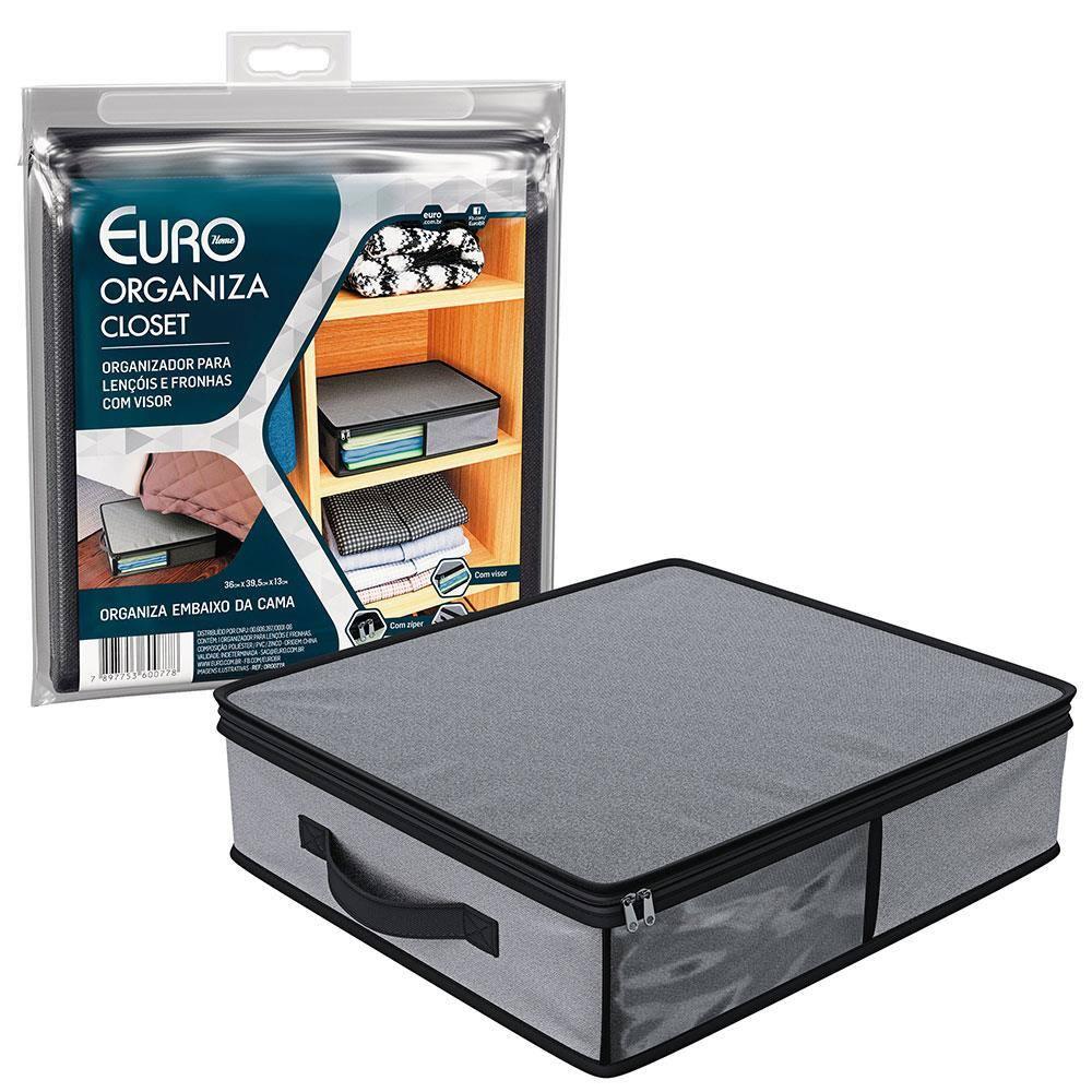 Organizador Euro Home para Lençóis e Fronhas com Visor - Cinza - 9