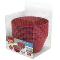 Conjunto de Formas para Cupcake 12 Peças Euro em Silicone Redondas - Vermelho - 1
