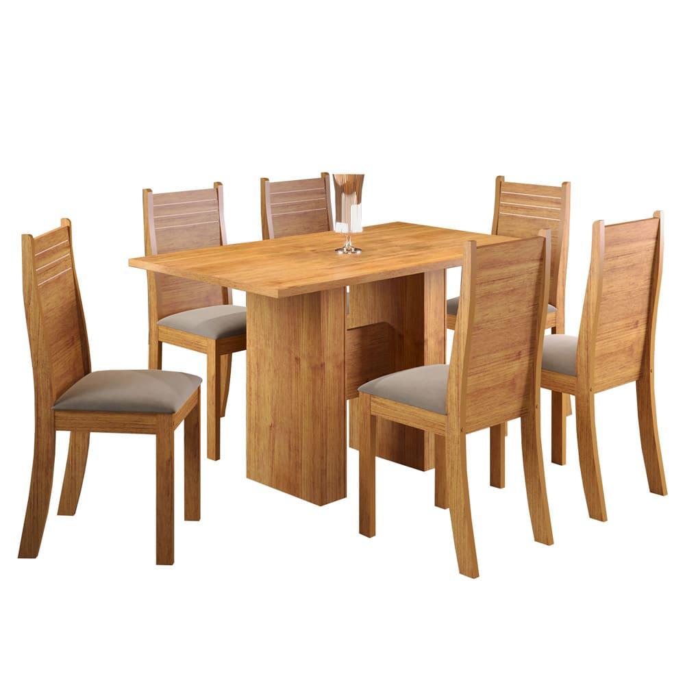 Mesa de Jantar Retangular Viero Carmen com 6 Cadeiras Estofadas e Revestidas em Veludo - 4