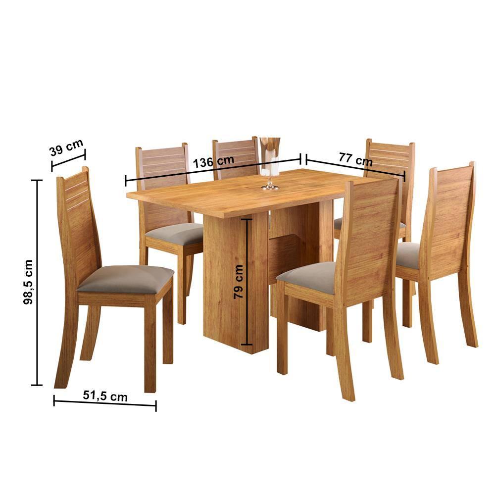Mesa de Jantar Retangular Viero Carmen com 6 Cadeiras Estofadas e Revestidas em Veludo - 5
