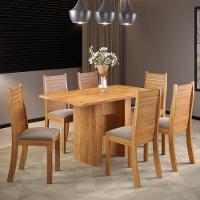 Mesa de Jantar Retangular Viero Carmen com 6 Cadeiras Estofadas e Revestidas em Veludo - 1