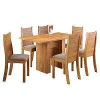 Mesa de Jantar Retangular Viero Carmen com 6 Cadeiras Estofadas e Revestidas em Veludo