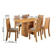 Mesa de Jantar Retangular Viero Carmen com 6 Cadeiras Estofadas e Revestidas em Veludo - 5