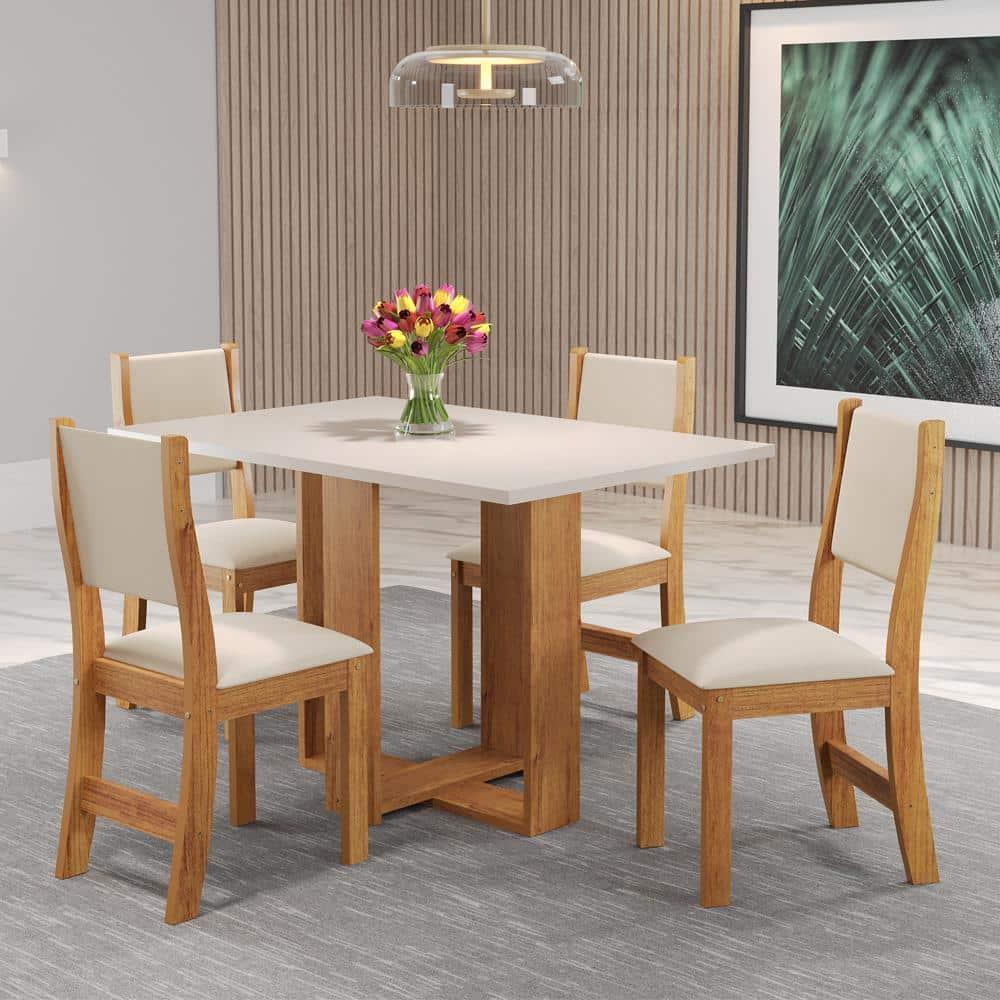 Mesa de Jantar Retangular Viero Caiena com 4 Cadeiras Estofadas e Revestidas em Veludo - 1