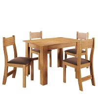 Mesa de Jantar Retangular Viero Tulipa com 4 Cadeiras Estofadas e Revestidas em Veludo