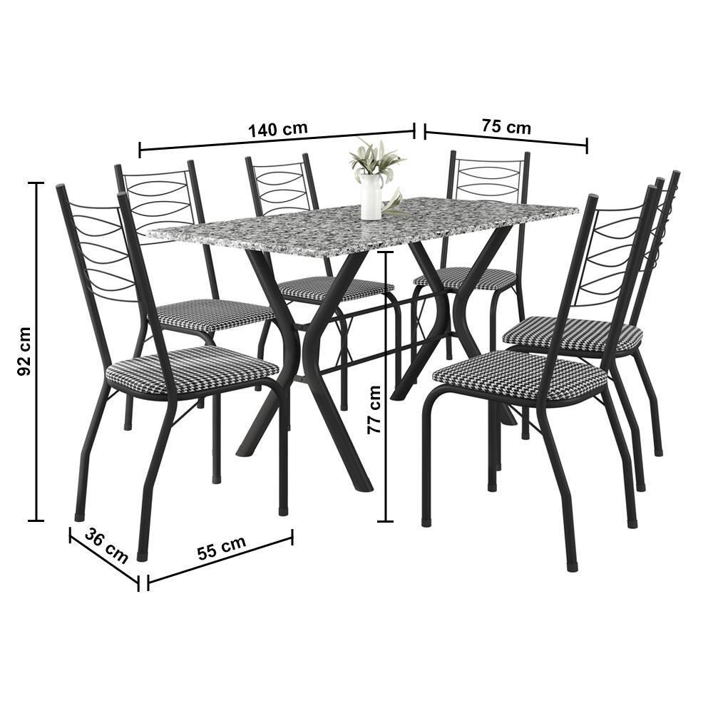 Mesa de Jantar de Granito Fabone Miami com 6 Cadeiras Estofadas - 3