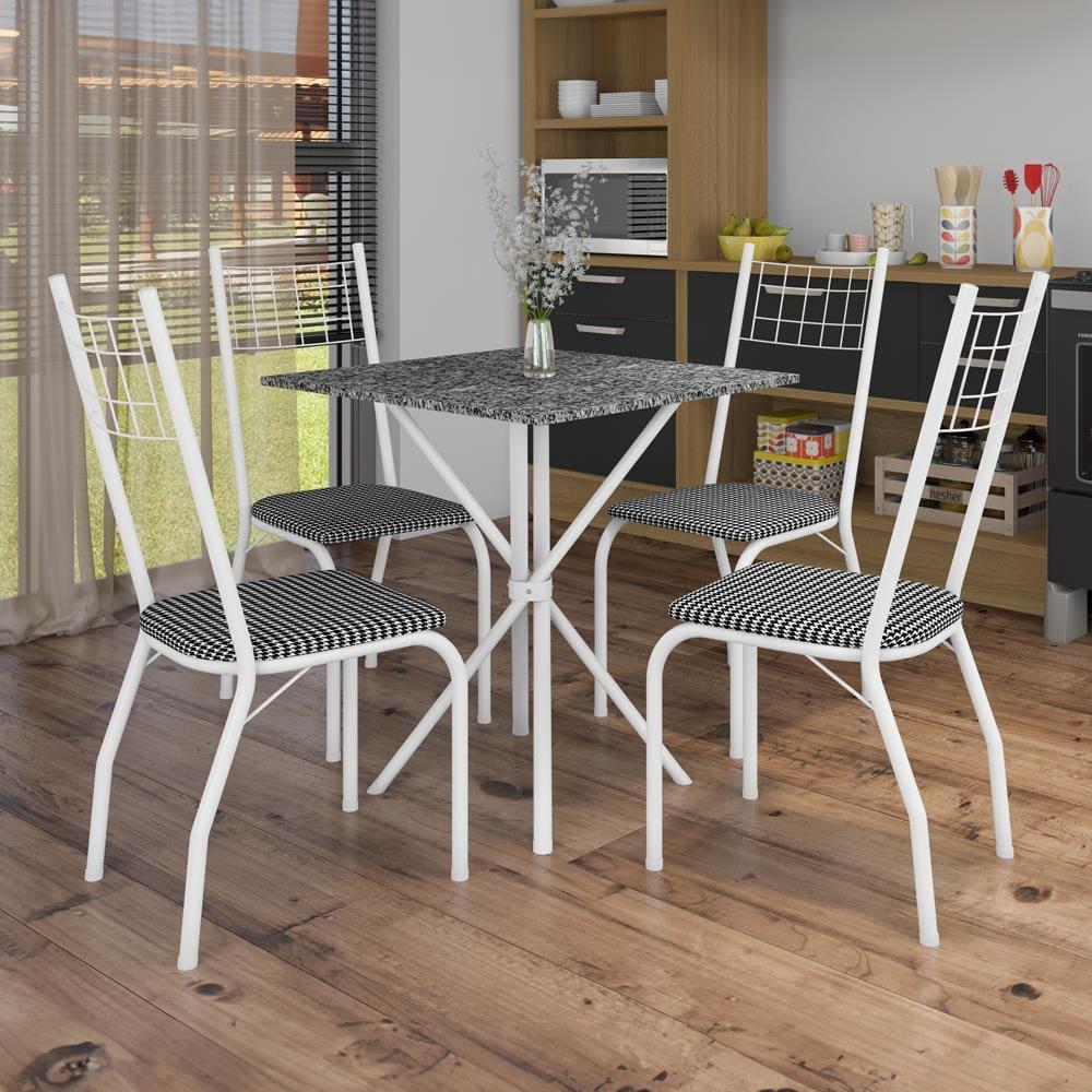 Mesa de Jantar de Granito Quadrada Fabone Brisa com 4 Cadeiras Estofadas - 1