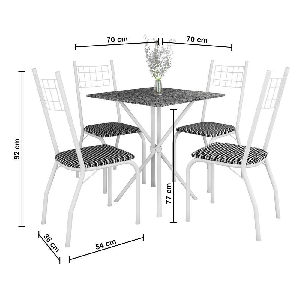 Mesa de Jantar de Granito Quadrada Fabone Brisa com 4 Cadeiras Estofadas - 3