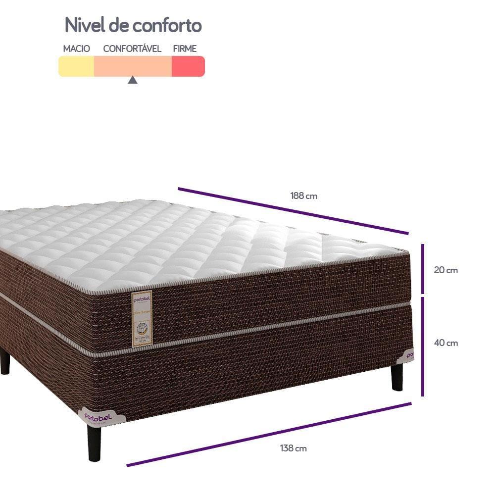 Cama Box de Casal Portobel Roma com Molas Ensacadas 60x138x188cm - Branco/Marrom - 5