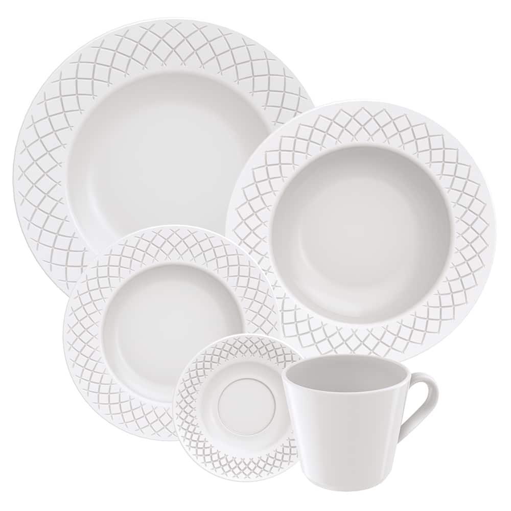 Aparelho de Jantar 20 Peças Tramontina Ingrid em Porcelana Decorada - Branco - 1