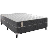 Cama Box Queen Size Portobel New Lexus com Molas Ensacadas e Revestimento em Tecido Poliéster 60x158x198cm - Branco/Cinza - 1