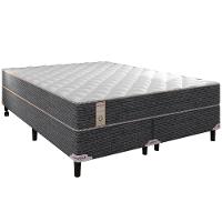 Cama Box Queen Size Portobel New Lexus com Molas Ensacadas e Revestimento em Tecido Poliéster 60x158x198cm - Branco/Cinza - 2