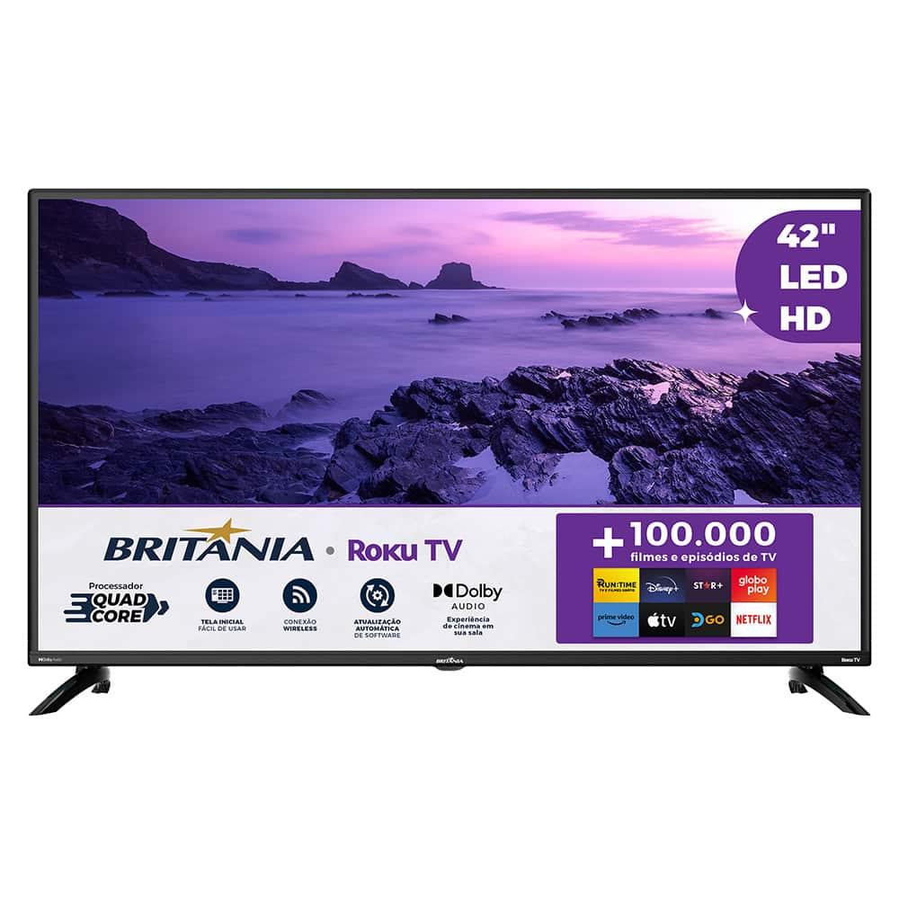 Smart TV LED 42" Britânia BTV42G6FR2CP com Tela Plana, Wi-Fi, HDMI e USB - 1