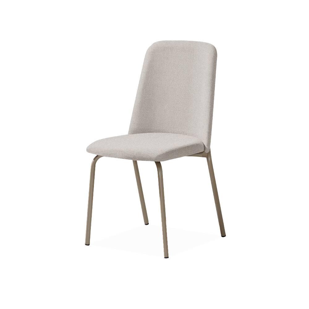 Mesa de Jantar Retangular Aço Nobre Aurora com Tampo de Vidro e 6 Cadeiras Estofadas - Champagne e Off White - 3