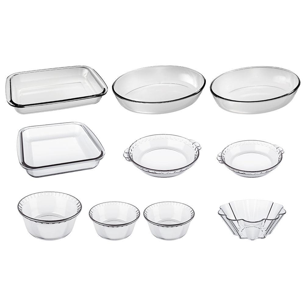 Conjunto de Travessas Refratárias Marinex em Vidro - 10 Peças - 1