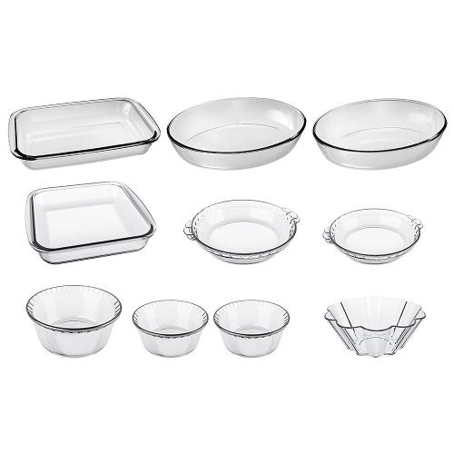 Conjunto de Travessas Refratárias Marinex em Vidro - 10 Peças