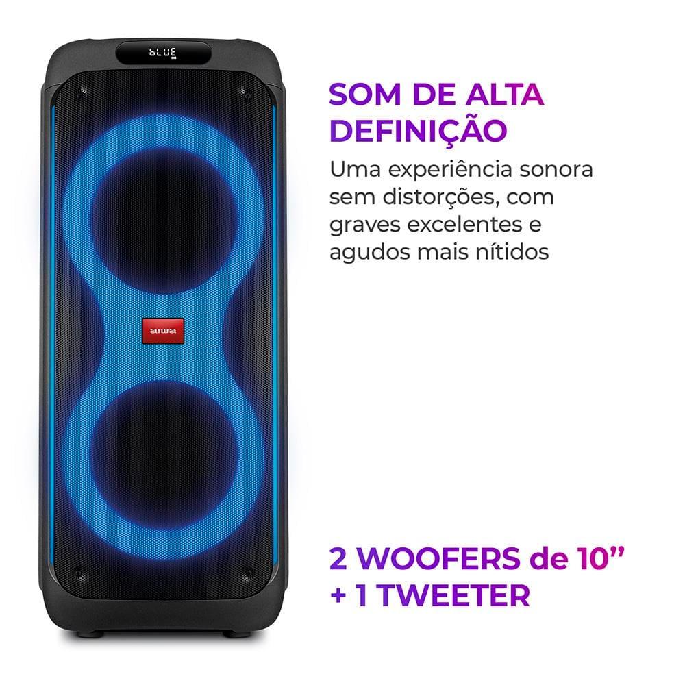 Caixa de Som Partybox AIWA PB-04 BT com Bluetooth, Entrada USB e Iluminação RGB - 260W - 3