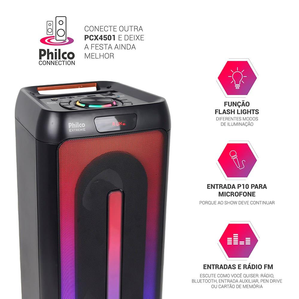 Caixa de Som Amplificada Philco PCX4501 com Bluetooth, Entrada USB e Flash Light - 350W - 5