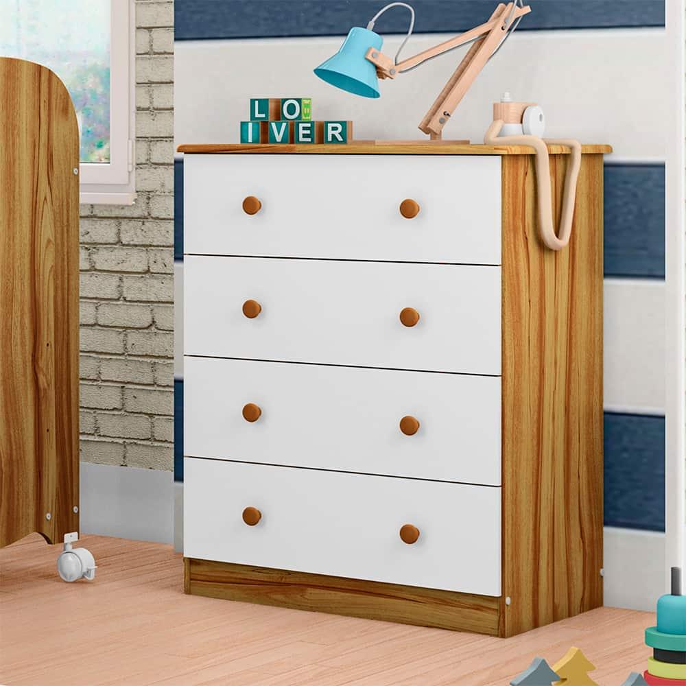 Cômoda Infantil Peroba Duda Plus com 4 Gavetas e 65,1 cm de Largura - 1