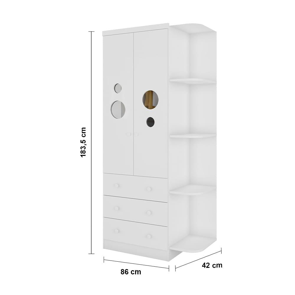 Guarda-Roupa Infantil Peroba Duda Plus com 2 Portas, 3 Gavetas, 5 Prateleiras e 86 cm de Largura - 4
