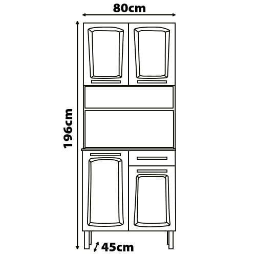 Cozinha Compacta Itatiaia Pratika com 4 Portas, 1 Gaveta e 5 Prateleiras - 80cm de largura - 3
