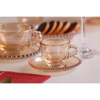Conjunto com 4 Xícaras e Pires para Café Wolff Pearl em Cristal Âmbar - 80 ml - 6