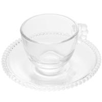 Conjunto com 4 Xícaras e Pires para Café Wolff Pearl em Cristal - 80 ml - 2