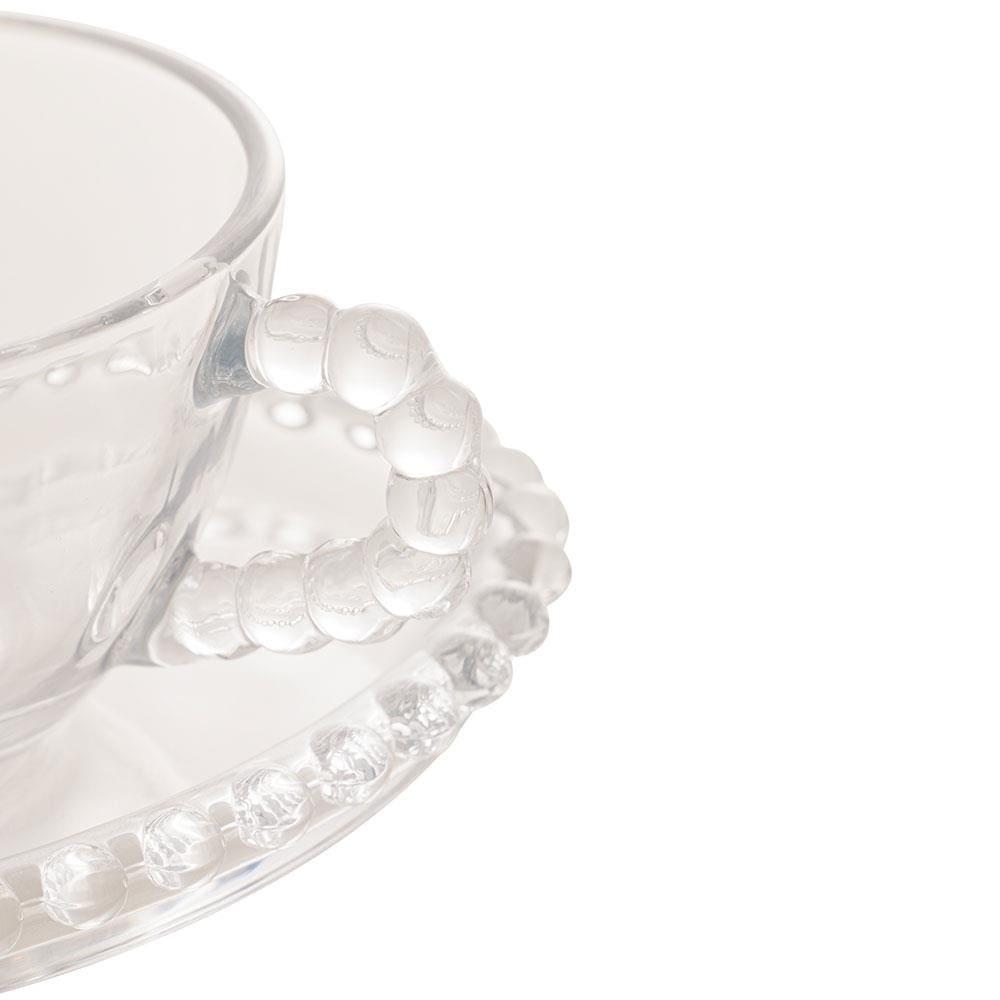 Conjunto com 4 Xícaras e Pires para Chá Wolff Pearl Coração em Cristal - 180 ml - 5