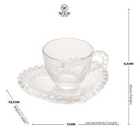 Conjunto com 4 Xícaras e Pires para Café Wolff Pearl Coração em Cristal - 85 ml - 5