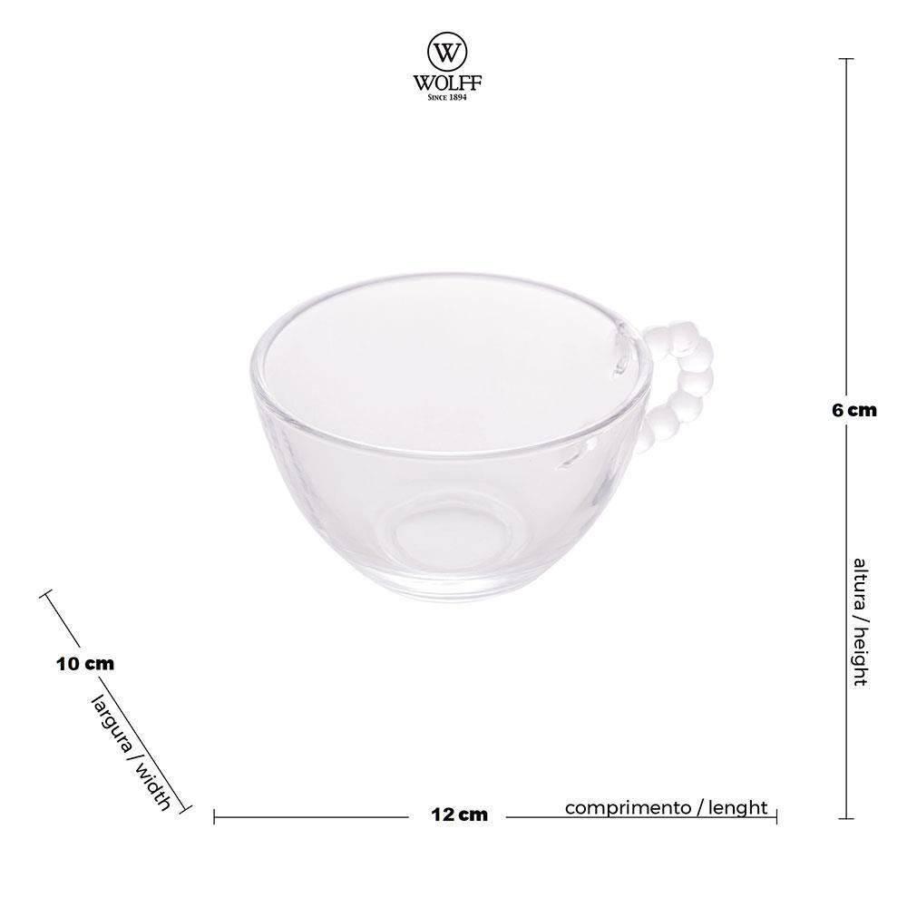 Conjunto com 4 Xícaras para Chá Wolff Pearl em Cristal - 180 ml - 7