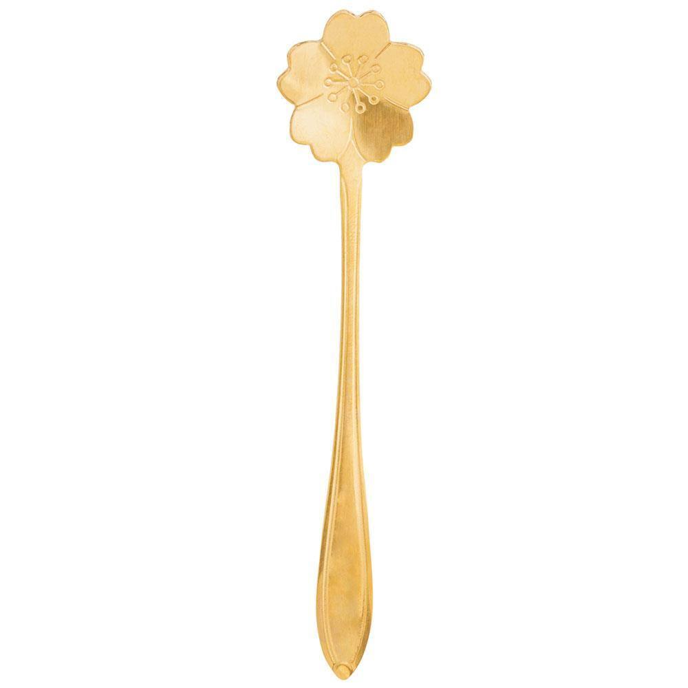 Conjunto de Colheres para Chá Wolff Flores em Aço Inox Dourado - 4 Peças - 4