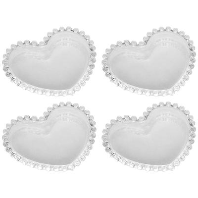Conjunto de Pratos para Sobremesa Wolff Coração Pearl Transparente 13 cm - 4 Peças