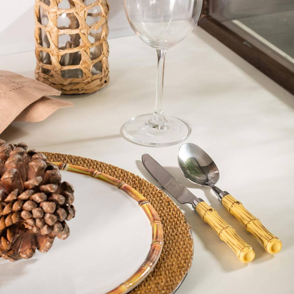 Prato Raso Wolff Bambu em Melamina Branco - 27 cm - 9