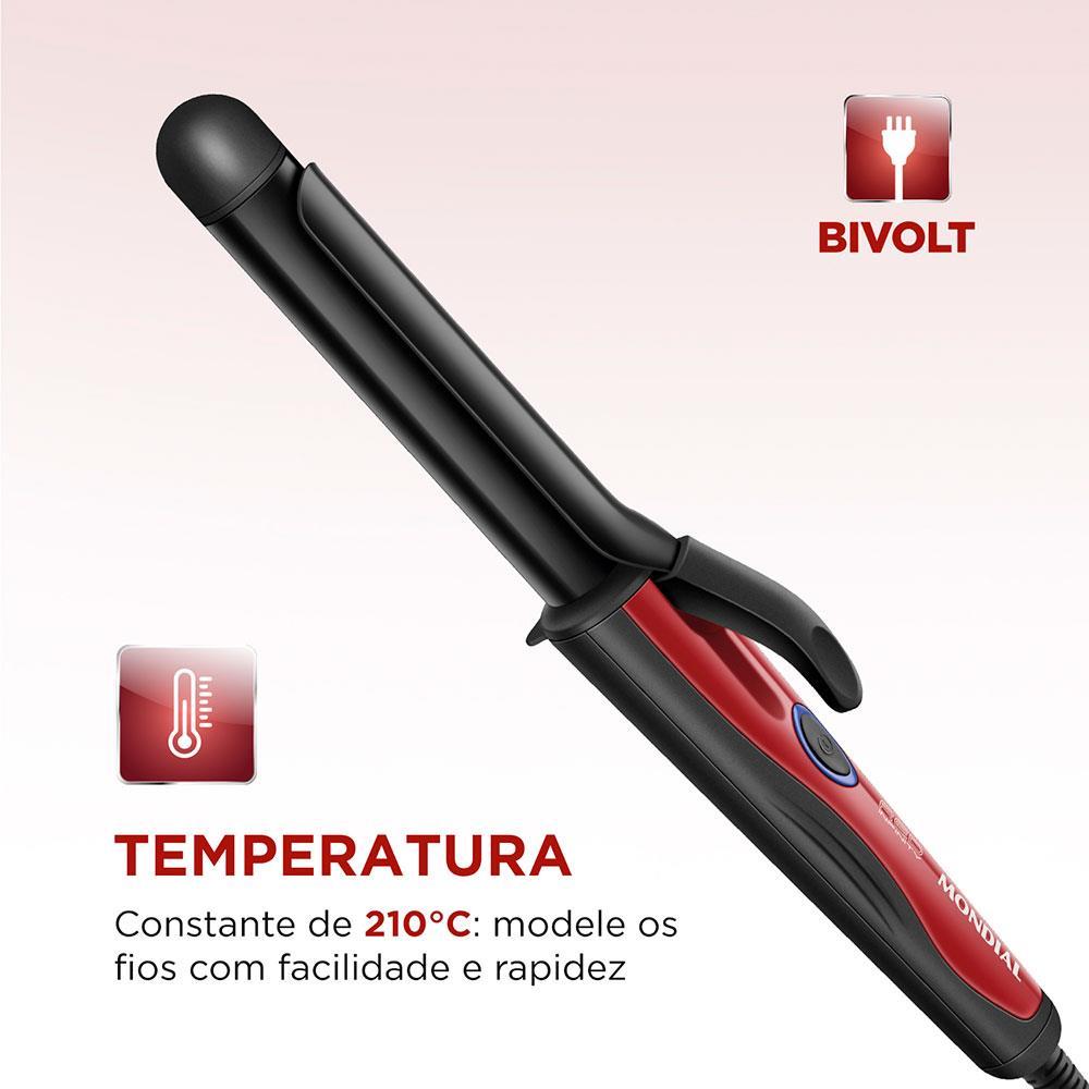 Modelador de Cachos Mondial Infinity EM-12 Cabo Giratório Bivolt Preto/Vermelho - 4