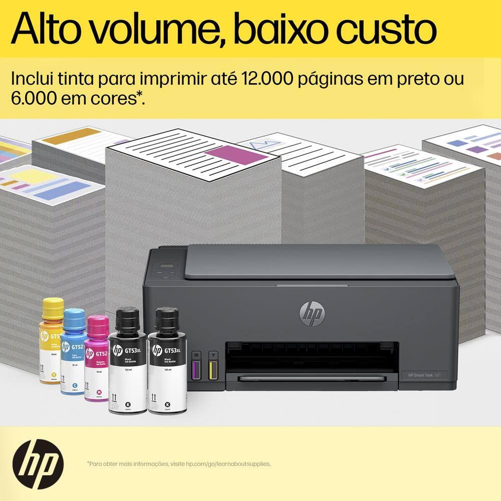 Impressora Multifuncional HP Smart Tank 581 Tanque de Tinta Colorida Wi-Fi (4A8D5A) - Impressora, Copiadora e Scanner - 9