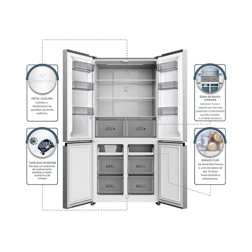 Geladeira TCL Multidoor C589CDN1 Frost Free, Twin Eco Inverter, Multi-zone, Painel Digital com 4 Portas Inox - 589L - 3