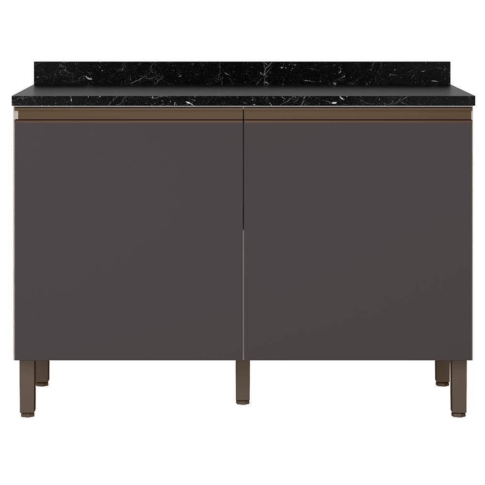 Balcão Bartira Jaspe com 2 Portas e 1 Prateleira - 120,1cm de largura - Freixo/Grafite - 1