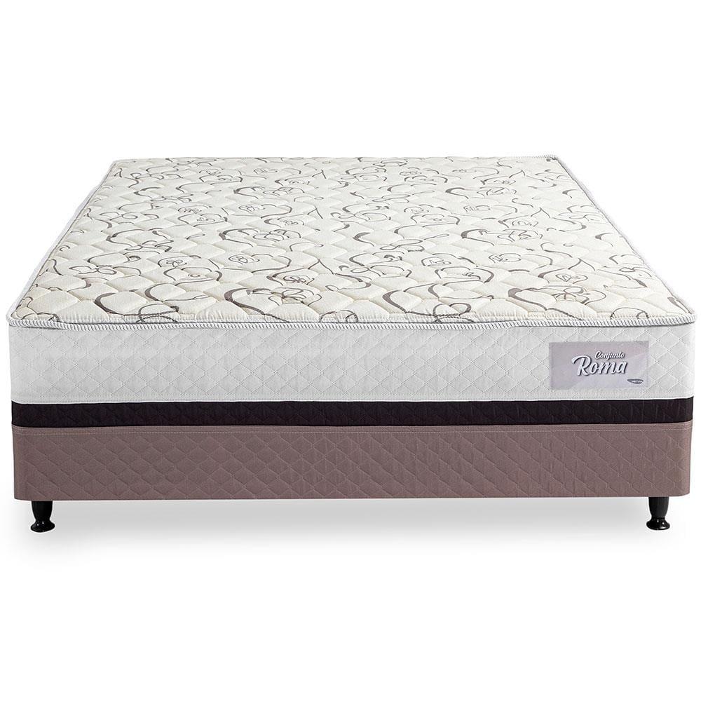 Cama Box Conjugada Casal Herval Roma Ortopédico Espuma D20 e Tecido Poliéster 53x138x188cm - Marrom/Bege/Branco - 3
